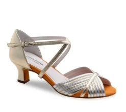 Dame Dansebutikken Anna Kern dansesko sølv/guld med 5 cm hæl - Noel