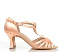 Dame Dansebutikken Anna Kern flesh satin dansesko med t- rem
