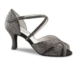 Dame Dansebutikken Anna Kern sort glimmer 6 cm hæl