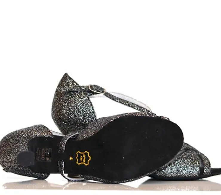 Dame Dansebutikken Anna Kern sort glimmer 6 cm hæl