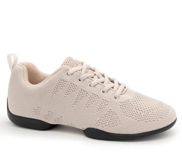 Dame Dansebutikken Beige dansesneaker i åndbar strik til damer - Suny