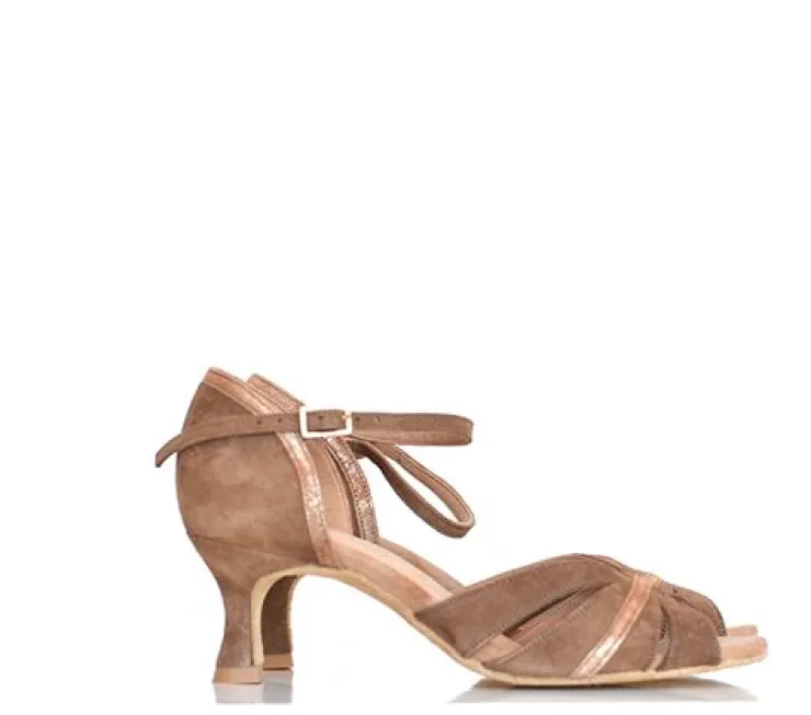 Dame Dansebutikken Beige ruskinds dansesko 5 cm hæl Rummos