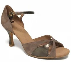 Dame Dansebutikken Beige/brun ruskinds dansesko 6 cm hæl Rummos