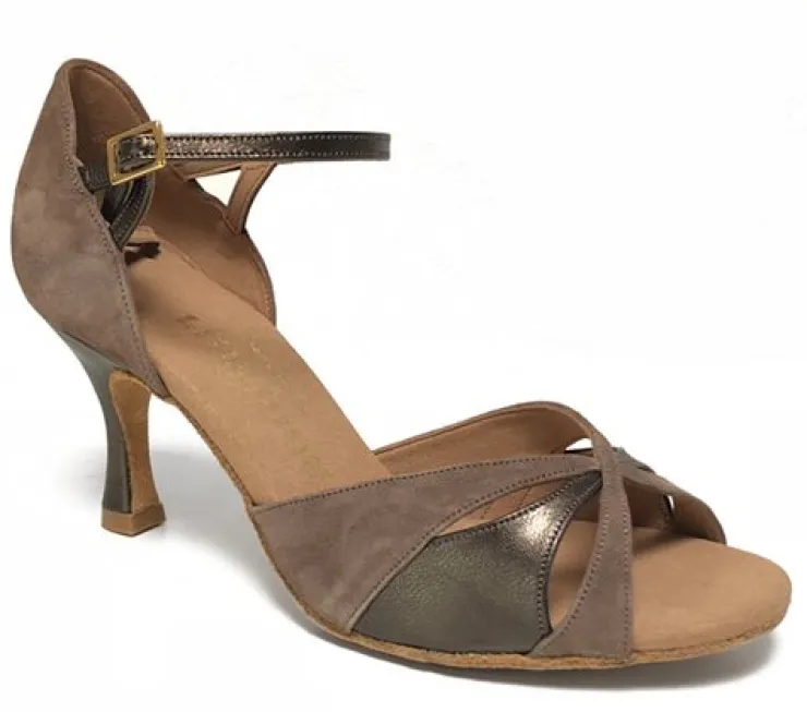 Dame Dansebutikken Beige/brun ruskinds dansesko 6 cm hæl Rummos