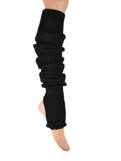 Dansebutikken Benvarmere rib strik sort 85 cm Seré