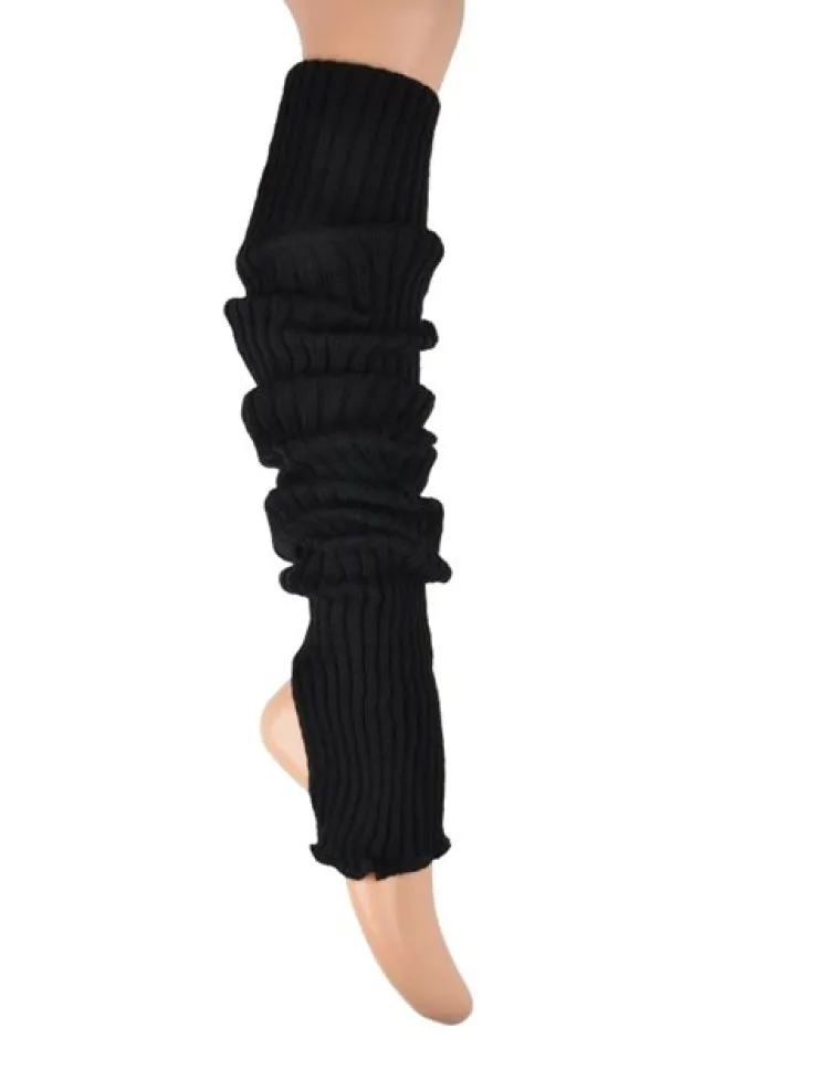 Dansebutikken Benvarmere rib strik sort 85 cm Seré