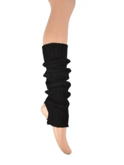 Dansebutikken Benvarmere ribstrik sort 65 cm Seré