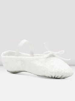 Dansebutikken Bloch hvid skind glimmer balletsko