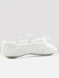 Dansebutikken Bloch hvid skind glimmer balletsko