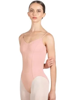 Dame Dansebutikken Bloch rosa klassisk dragt m. tynde stropper og rynk
