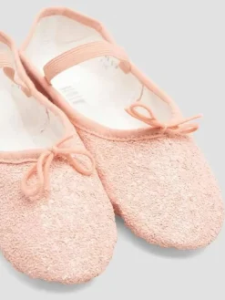 Dansebutikken Bloch rosa skind balletsko med glimmer