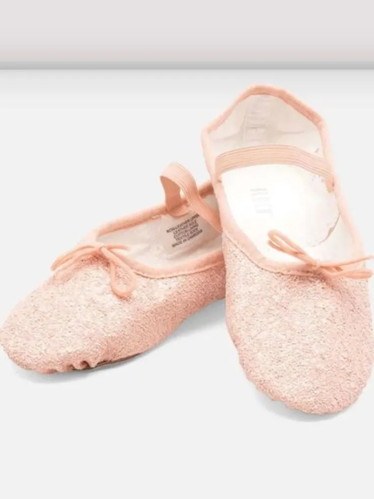 Dansebutikken Bloch rosa skind balletsko med glimmer
