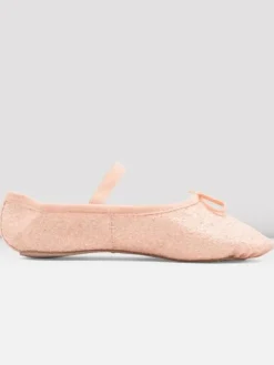 Dansebutikken Bloch rosa skind balletsko med glimmer