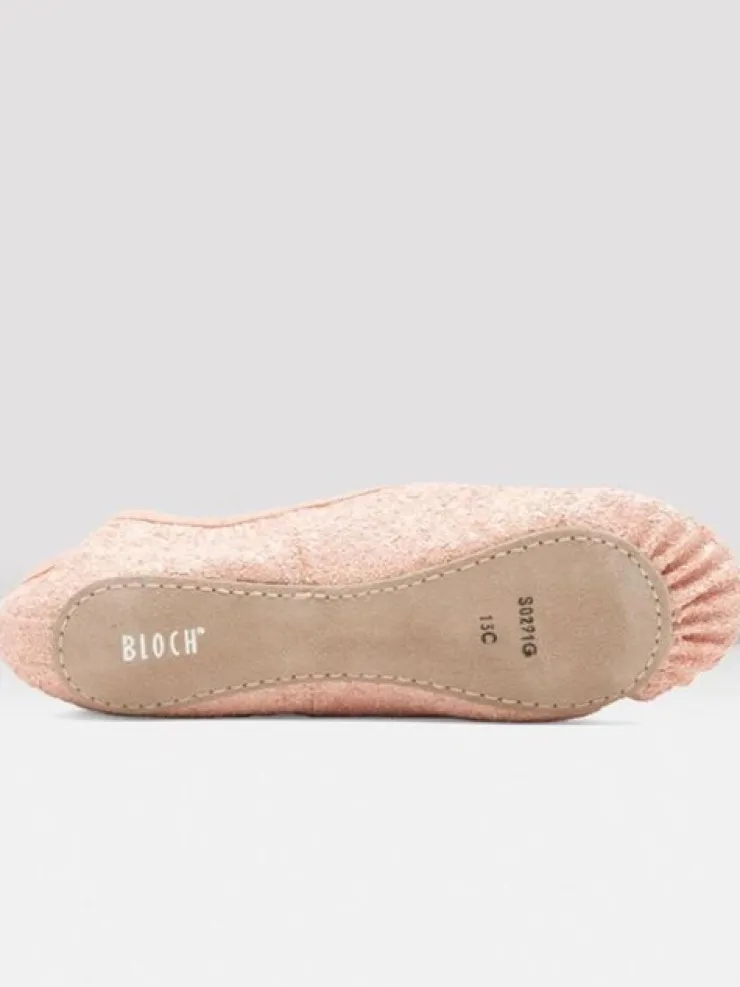 Dansebutikken Bloch rosa skind balletsko med glimmer
