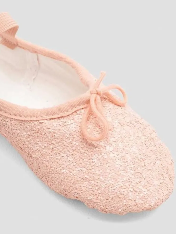 Dansebutikken Bloch rosa skind balletsko med glimmer