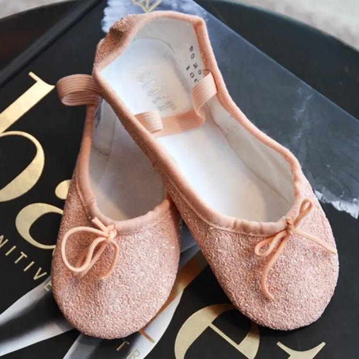 Dansebutikken Bloch rosa skind balletsko med glimmer