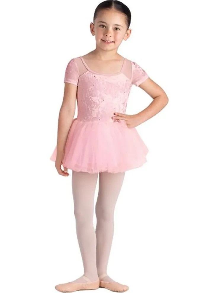 Børn Dansebutikken Bloch rosa tutu med korte ærmer og velour