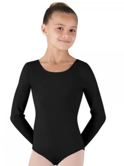 Børn Dansebutikken Bloch sort basic dragt m. lange ærmer til piger