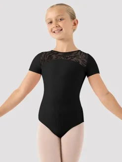 Børn Dansebutikken Bloch sort dragt med flotte udskæringer og mesh