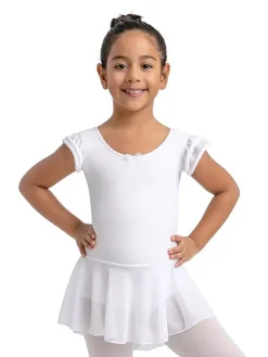 Børn Dansebutikken Capezio hvid dragt m. skørt og chiffon ærmer