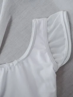 Børn Dansebutikken Capezio hvid dragt m. skørt og chiffon ærmer