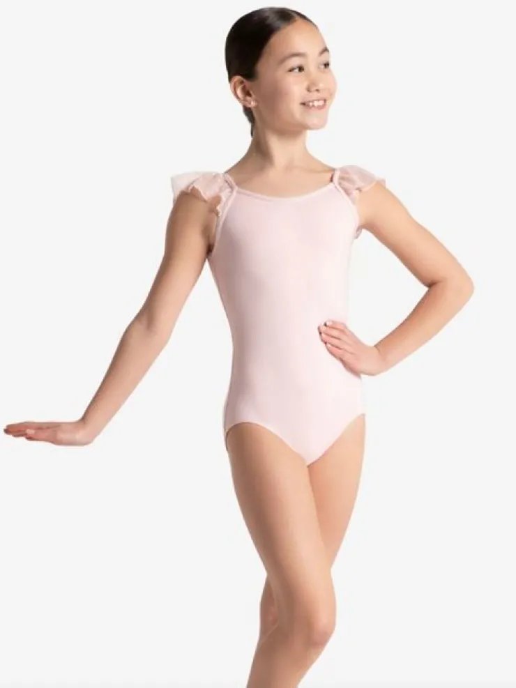 Børn Dansebutikken Capezio lyserød dragt med flæse ærmer til piger