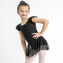Børn Dansebutikken Capezio sort dragt m.skørt og puf ærmer til piger