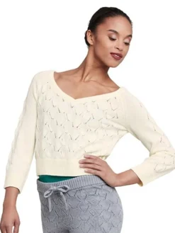 Dame Dansebutikken Cropped strik fra Bloch - creme