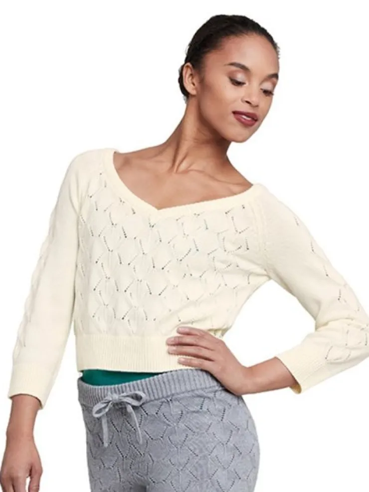 Dame Dansebutikken Cropped strik fra Bloch - creme