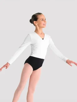 Børn Dansebutikken Cross-over hvid overdel til piger Bloch