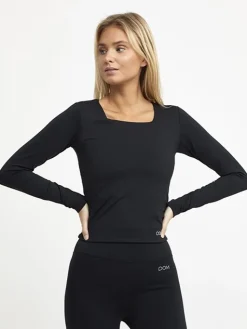 Dame Dansebutikken Drop of Mindfulness Carmen langærmet bluse i mat sort