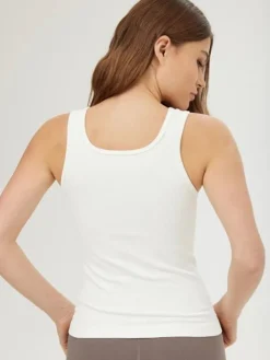 Dame Dansebutikken Drop of mindfulness hvid seamless rib top