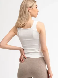 Dame Dansebutikken Drop of mindfulness hvid seamless rib top