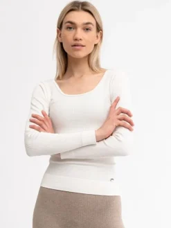 Dame Dansebutikken Drop of Mindfulness Jessy hvid seamless rib bluse