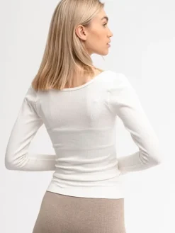 Dame Dansebutikken Drop of Mindfulness Jessy hvid seamless rib bluse