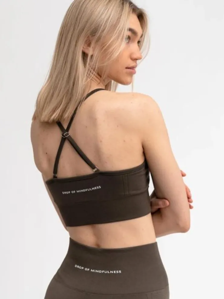 Dame Dansebutikken Drop of mindfulness seamless sports top olivengrøn