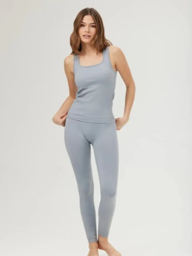 Dame Dansebutikken Drop of mindfulness svag lyseblå seamless rib top