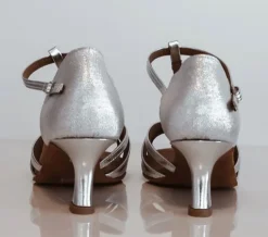 Dame Dansebutikken Flot sølv dansesko til tango/salsa/latin med 5 cm hæl