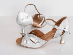 Dame Dansebutikken Flot sølv dansesko til tango/salsa/latin med 5 cm hæl