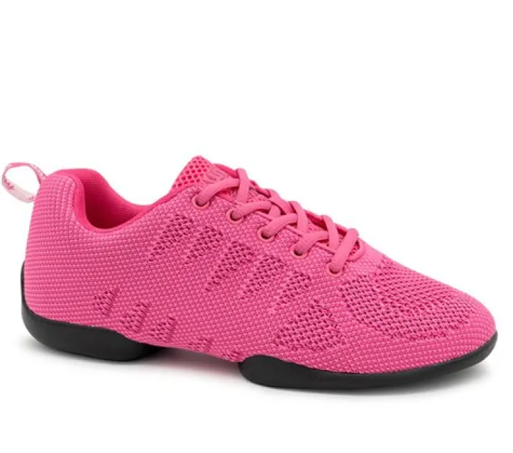 Dame Dansebutikken Fuschia farvet dansesneaker i åndbar strik til damer - Suny