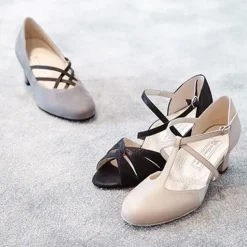 Dame Dansebutikken Grå ruskind dame dansesko Anke Werner Kern