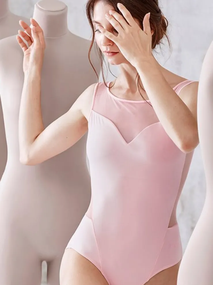 Dame Dansebutikken Grishko rosa balletdragt med mesh og flot ryg