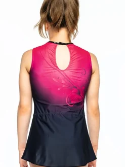 Dansebutikken Gymnastikdragt med print, sten og påsyetskørt Agiva