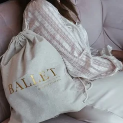 Dansebutikken Hør rygsæk/mulepose med guld BALLET skrift