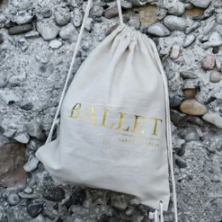 Dansebutikken Hør rygsæk/mulepose med guld BALLET skrift