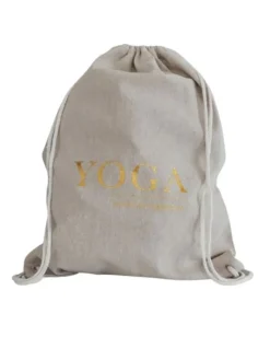Dansebutikken Hør rygsæk/mulepose med guld YOGA skrift