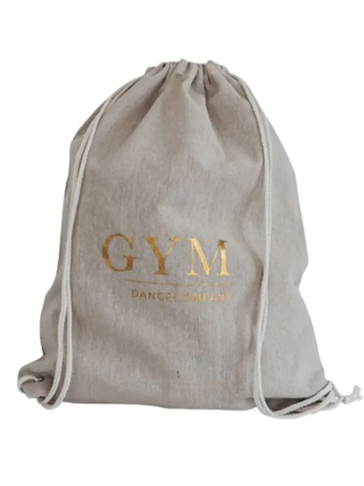 Dansebutikken Hør rygsæk/mulepose med guld GYM skrift