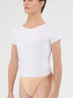 Børn Dansebutikken Hvid balletbody med kort ærme til teen/herre