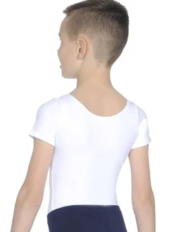 Børn Dansebutikken Hvid body med kort ærme til ballet drenge
