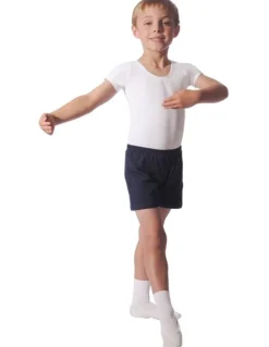 Børn Dansebutikken Hvid body med kort ærme til ballet drenge